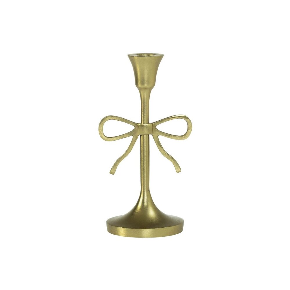 My Texas House Metal‎ Bow Taper Candle Holder, 8", Gold
